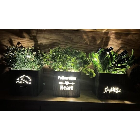 New Artificial Plants & Flowers with Nightlight, Potted Fake Plants, Home Decor - Picture 3 of 3